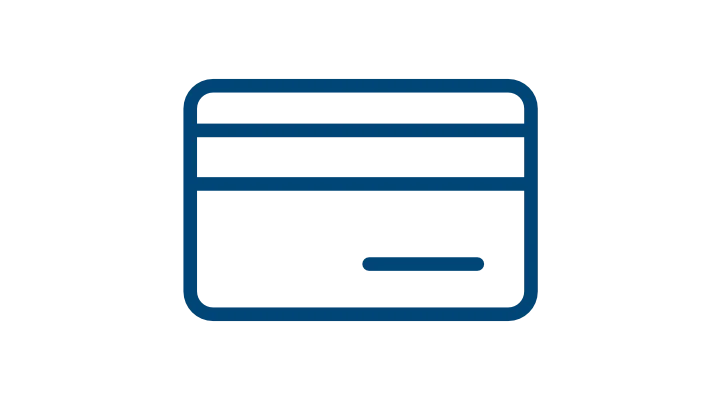 Decorative icon of a debit card